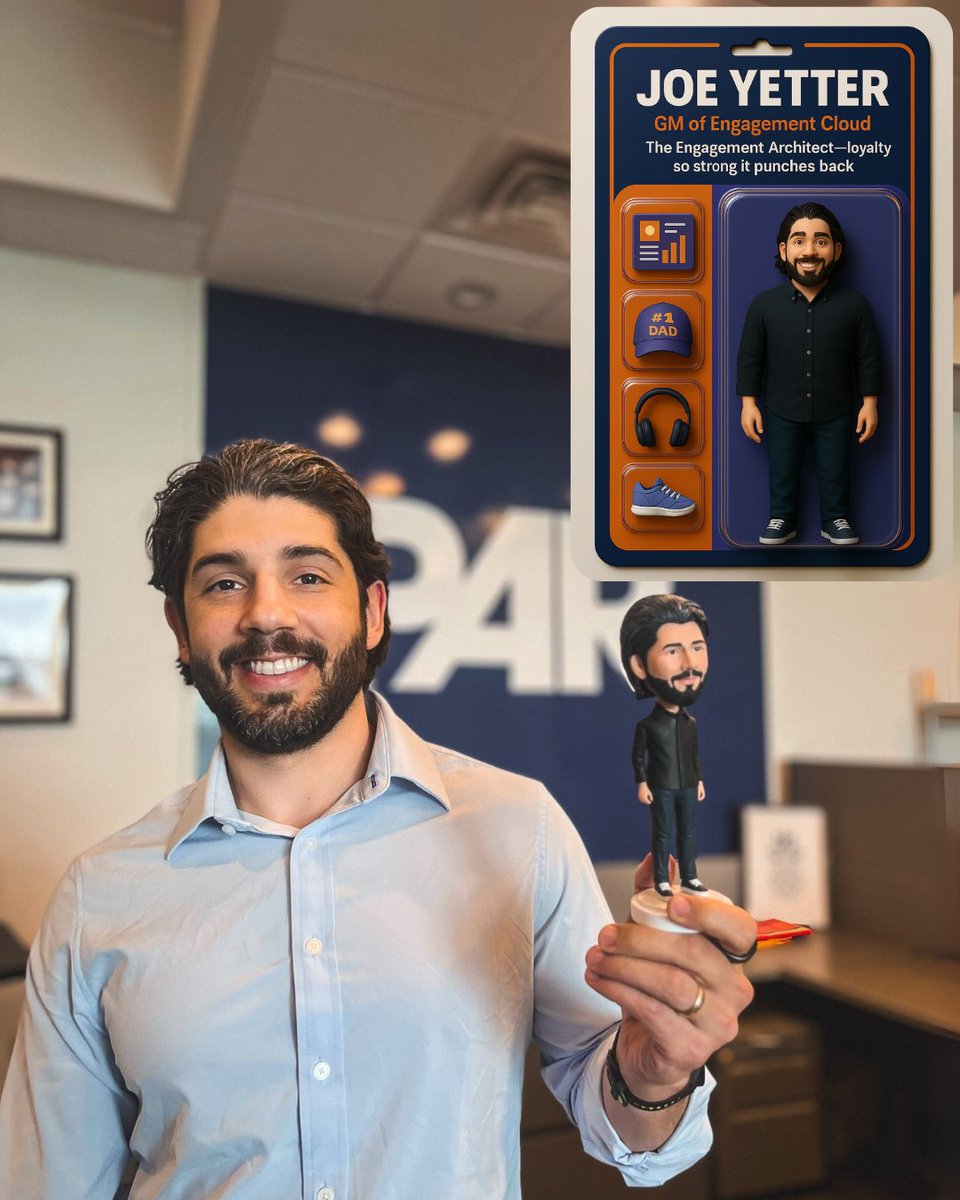 PAR_Tech's tweet image. 👀 Remember when we turned our leadership team into AI action figures? Now meet the real deal!
PAR leadership—mini, mighty & fully accessorized. 💪✨ Featuring Savneet's "CEO of Dad Jokes" mug, Oli's favorite RedBull, Alec's "LFG" sign, and more!
💬 Which mini exec do you want?