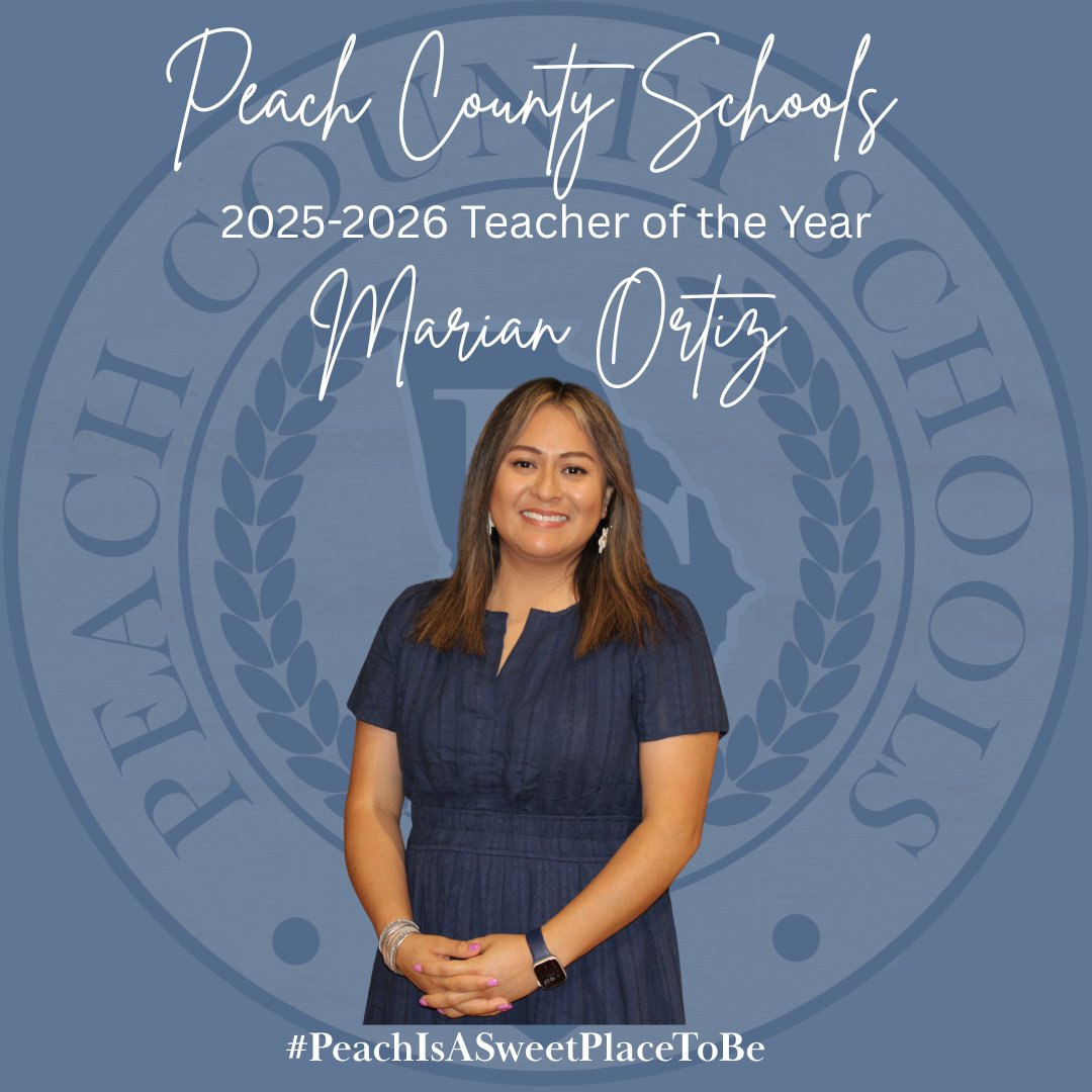 peachschools's tweet image. During our Opening Session, the 2025-2026 Peach County Teacher of the Year and 2025-2026 Teacher of the Year Runner-Up were announced.
Congratulations to Marian Ortiz from Kay Road Elementary School for being named 2025-2026 Teacher of the Year!