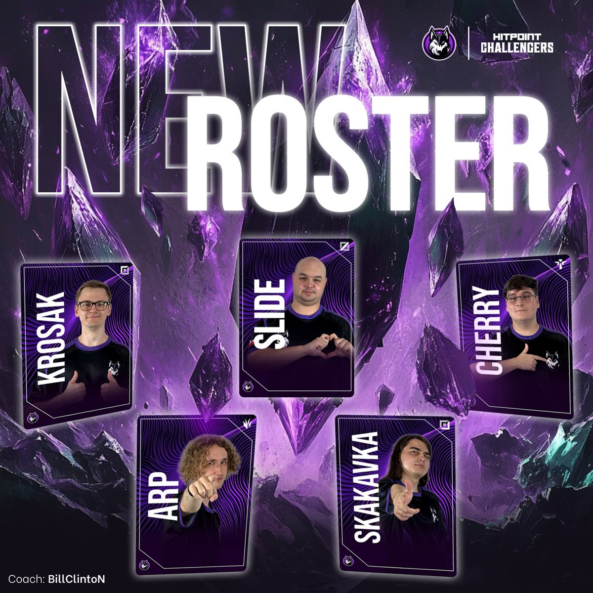 Jsme rádi, že vám konečně můžeme oficiálně oznámit náš Priority roster 💜🖤

Doufáme, že vás nezklameme a předvedeme ten nejlepší možný výkon i výsledek. Přestože jsme jako tým ve 2. lize Hitpoint Challengers nováčkem, tak tu rozhodně nejsme jen do počtu. Chceme dokázat, že si