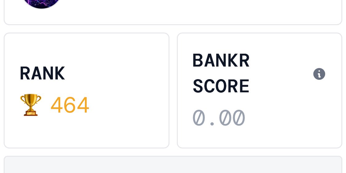 UplandersBrew's tweet image. 📺 What’s your current $BNKR rank? Let’s push each other into the top 100! 🤙🧃
@bankrbot buy me 1000 $BNKR
bankr.bot/terminal?refCo…