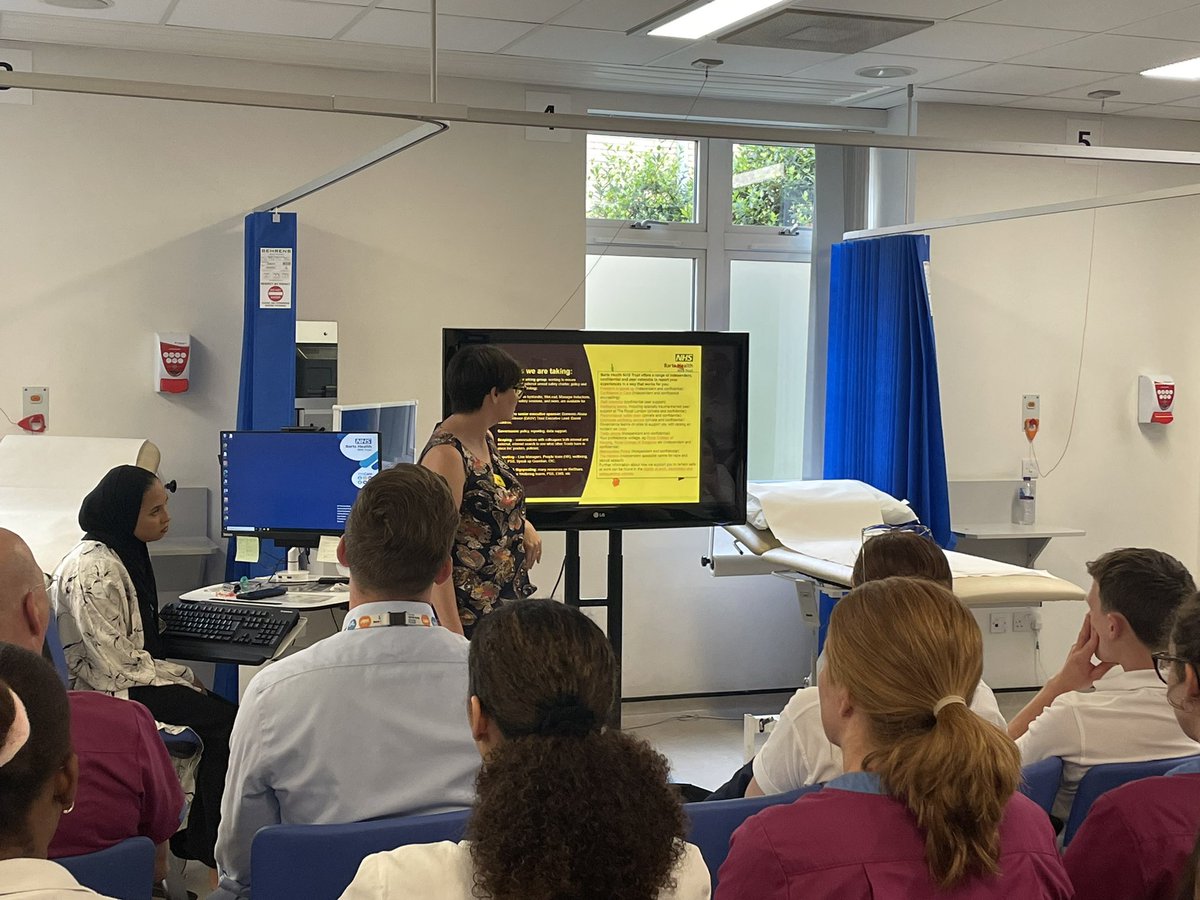 A busy monthly Whole Site Therapy Meeting 👏🏼. Attendance &gt;50 staff getting updates fr:
#MBRACE project
End of life training - Daisy Eden &amp; Ola
Work safety - Zoe Brindle, People BP &amp; <a href="/CatrionaRowland/">Catriona (Catrina)💙 #BHWellbeing</a> Head of Wellbeing 

<a href="/gabbyramlan/">Gabby Ramlan</a> 
<a href="/NUHDietitians/">Dietitians NUH</a> <a href="/NewhamSLT/">Newham Hospital SLT</a> <a href="/LOrthoptics/">Joe McQuillan</a>
