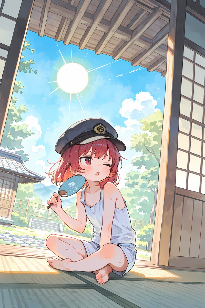 あつはなついなぁ…
☀ ⁽⁽Ｑ(･д･`)
#AIイラスト #えきちょー絵巻