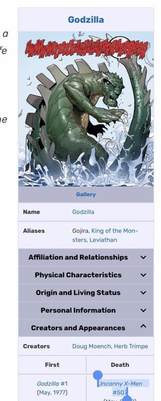 ouchman2432's tweet image. Did you guys know that the 616 version of Godzilla has been dead for years now.