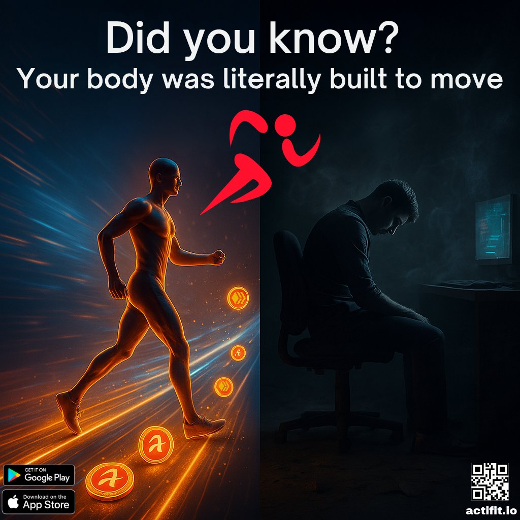 Did you know?

Your body was literally built to move🏃‍♂️
Sitting is the new smoking🥱
Walking is the new mining💪

🚶+🪙 = 🔥

#Hive #Actifit #HealthIsWealth #ActifitRevolution
