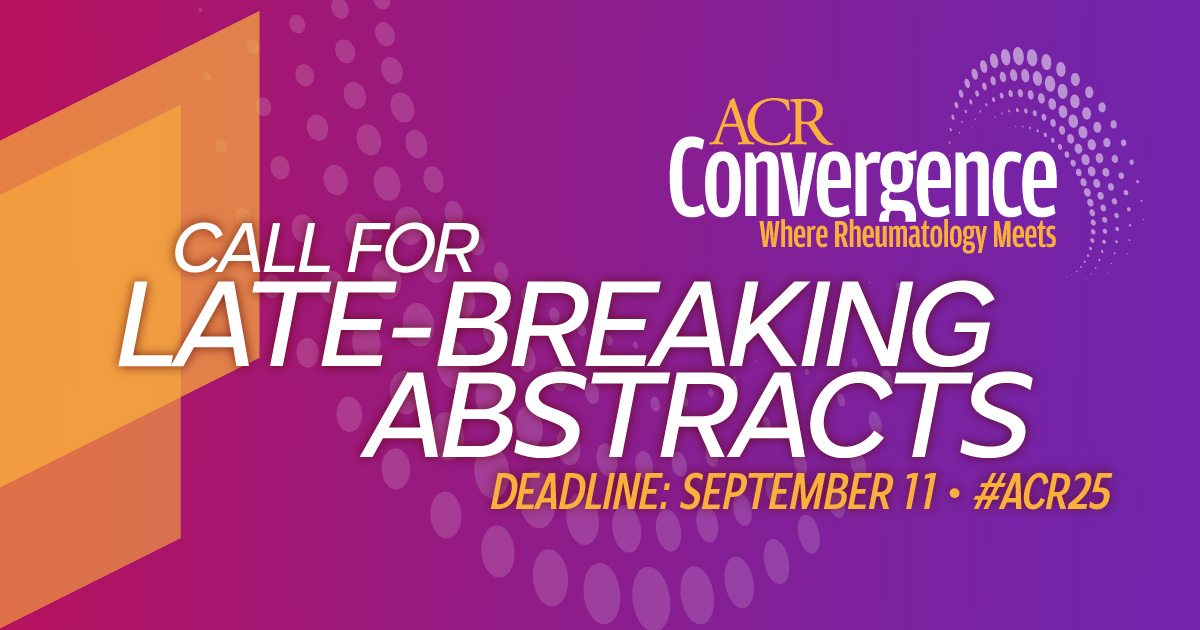 ACRheum's tweet image. 🚨 Call for #ACR25 late-breaking abstracts opening soon! 🚨 Be ready to submit yours on July 31. Details → acr.tw/41sY6et