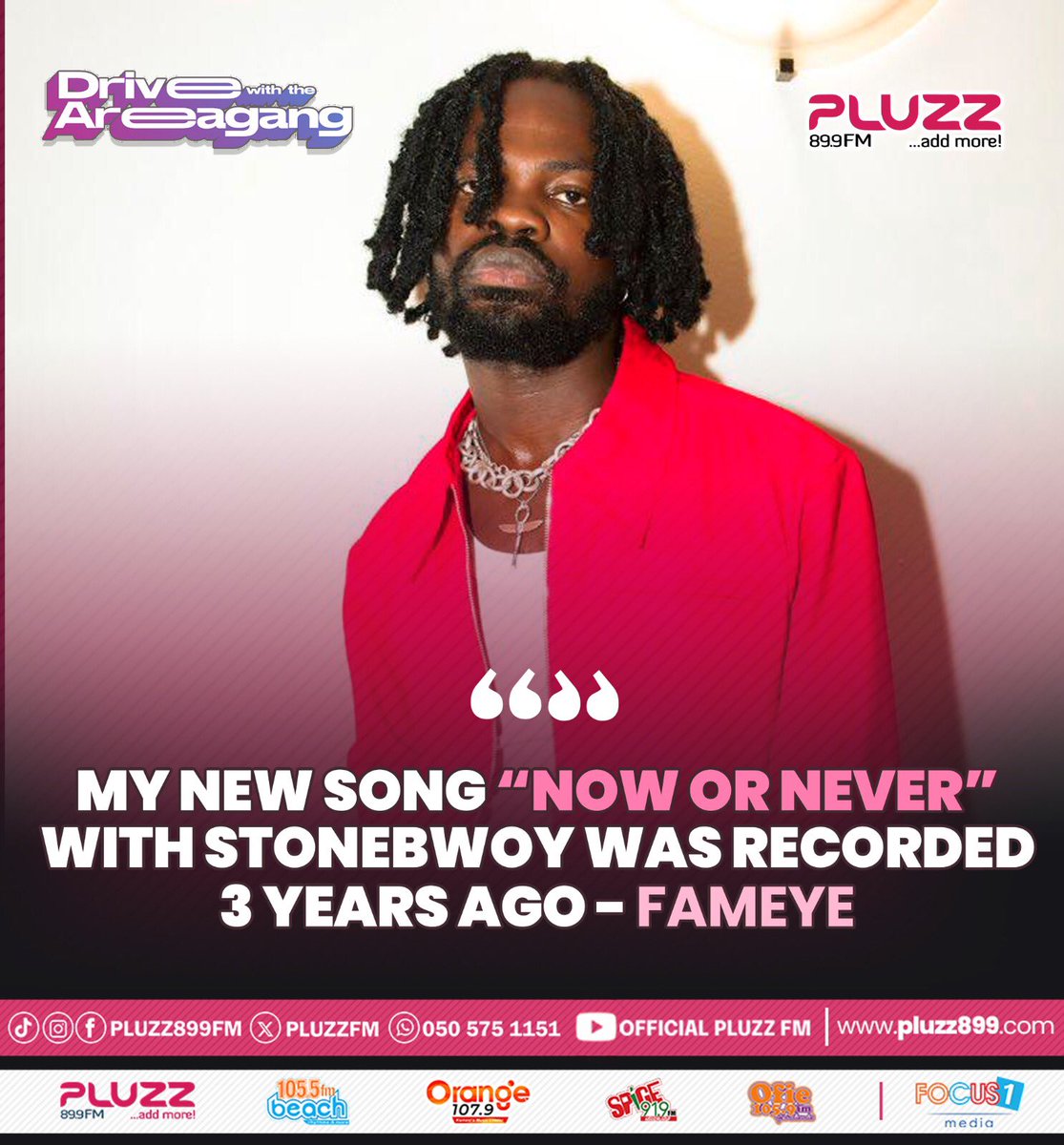 My new song “Now or Never” with <a href="/stonebwoy/">THE TORCHER</a> was recorded 3 years ago - <a href="/Fameye/">2INAGUY</a> 

#AddMore
#AccrasMusicLeader