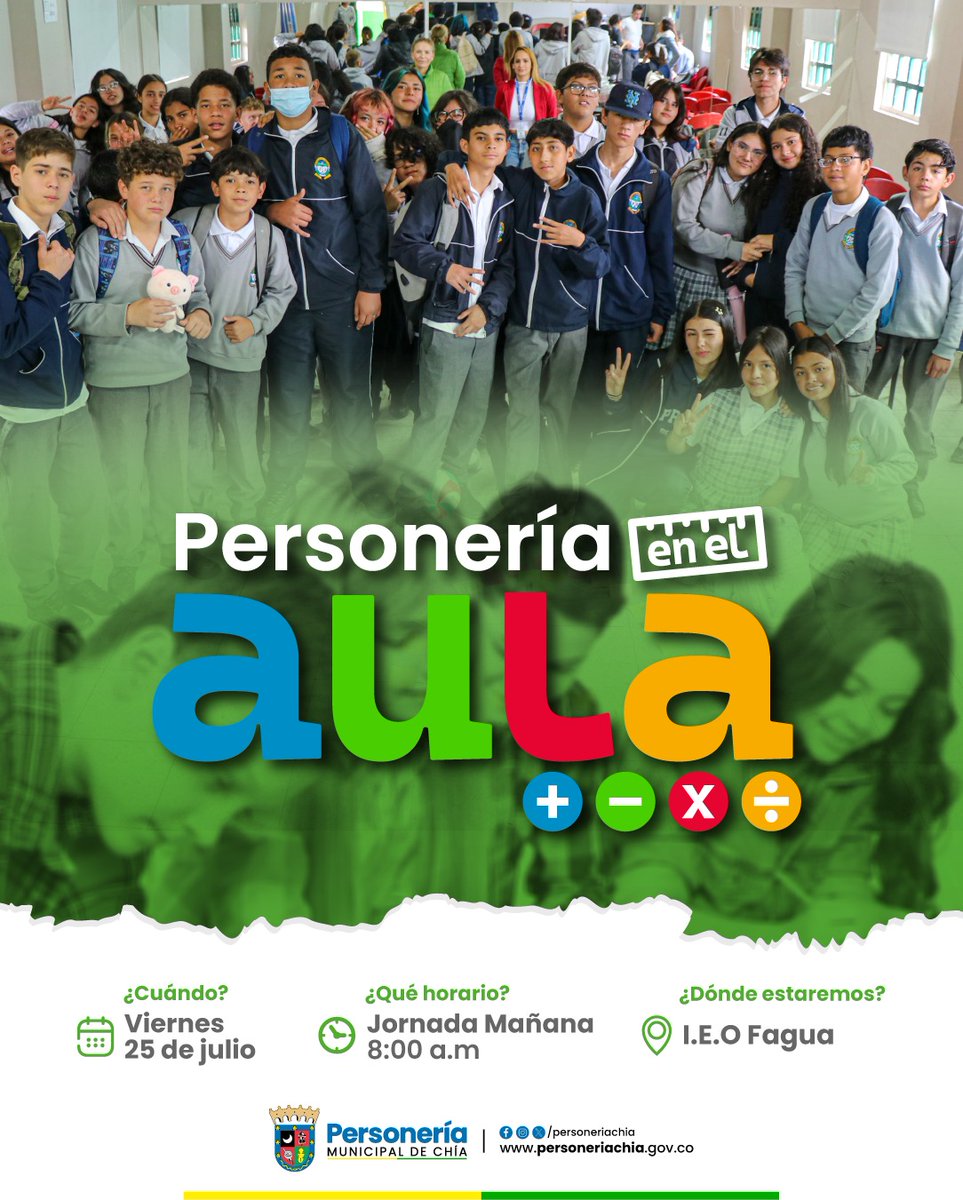 📚📓✏️📣La Personería Municipal de Chía, continúa con el programa "Personería en el Aula" en la I.E.O. de Fagua.👇🏼
facebook.com/share/p/1RsCxS…

<a href="/AlcaldiaChia/">Alcaldía de Chía</a> <a href="/concejochia/">@concejochia</a> <a href="/Canal8Regional/">Canal 8</a>