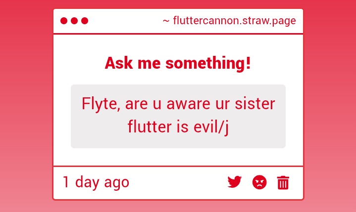 Fluttercannon's tweet image. Uh wait no
I've known my sister for a long time and she would never hurt a fly, she is possibly the sweetest person I know