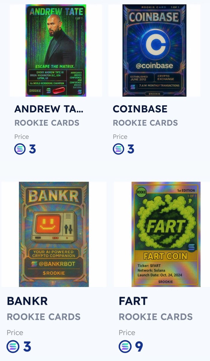 <a href="/BSCGemsAlert/">🚨BSC Gems Alert🚨</a> <a href="/ROOKIECARDNFT/">ROOKIE NFT</a>

CA Ha4oiA7TJtoE1jPk8m6r5GPYm1ERmT9oKU5CZAGTpump

It's an investment and there is a unique  product at the end, the first collectible trading NFT cards for the crypto projects.

Join us!