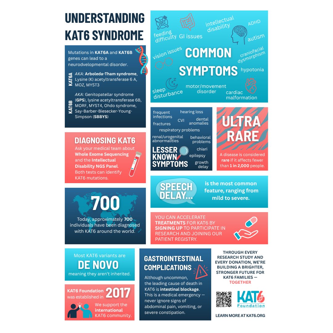 Our "Understanding KAT6" infographic is available on the Family Resources page of our website as a part of our fundraising materials, including brochures, logos and more. Visit us here to download: 

kat6a.org/fundraising-ma…