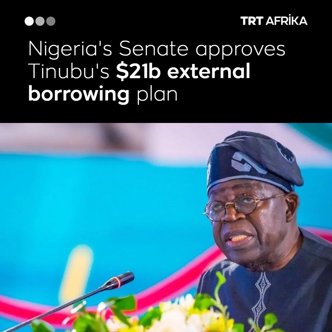 trtafrika's tweet image. Nigeria's Senate has approved President Bola Tinubu's plan for more than $21 billion in foreign borrowing to plug budgetary shortfalls
Read more: trt.global/afrika-english…