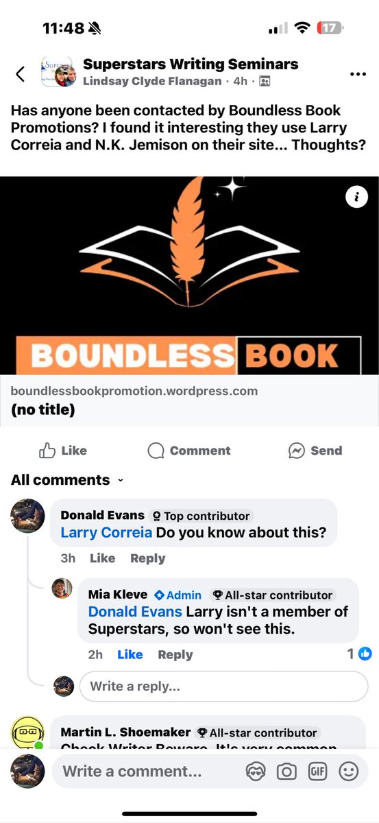 Somebody just sent this to me. I don't know these assholes at all, but they're showing off one of my book covers implying they designed it. 
Aspiring authors beware, because there's a lot of grifter trash scammers out there trying to prey on you.