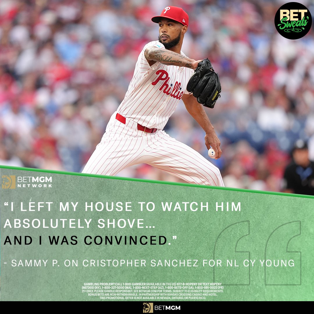 Bet_Sweats's tweet image. Bet Sweats is officially a Sanchez show…are you joining us?
After last night’s outing, both @spshoot & @JoeOstrowski are backing Cristopher Sánchez for NL Cy Young. 🏆
Subscribe to the pod for all their MLB bets ⬇️
spr.ly/6008fJ8VE