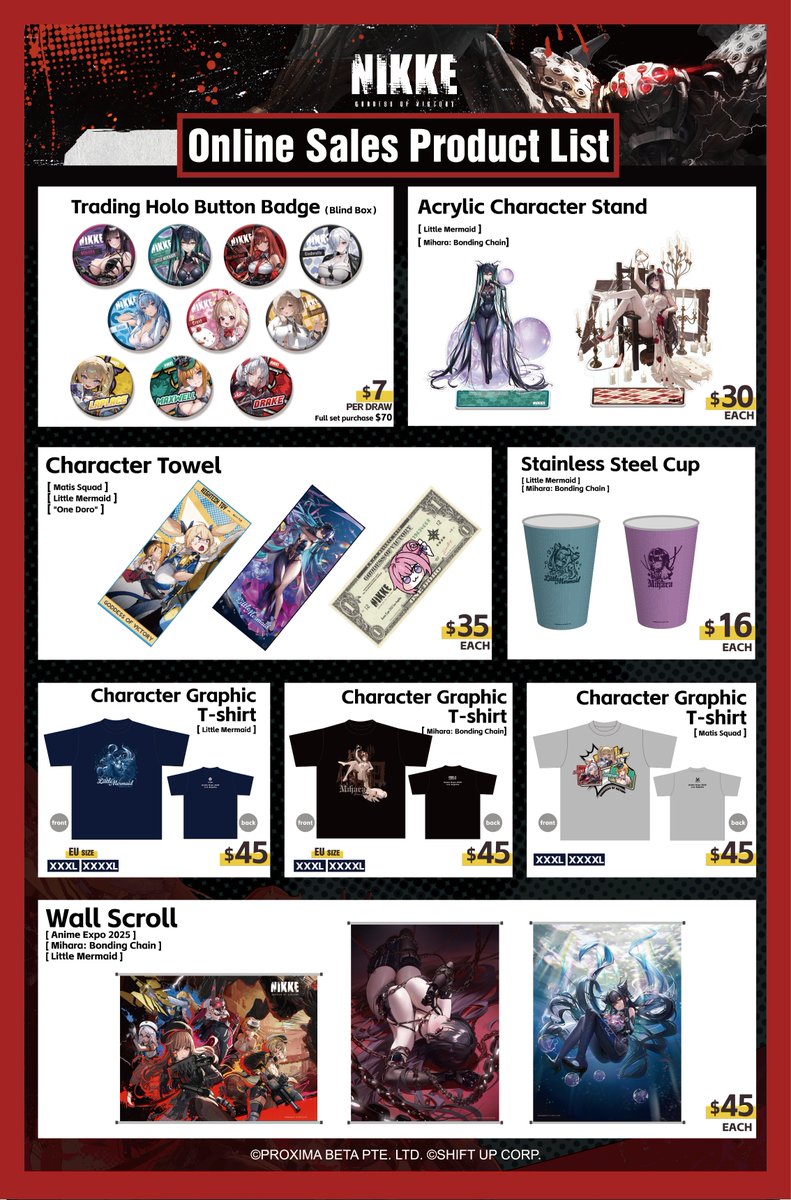NIKKE_en's tweet image. 【NIKKE AX2025 Merch – Online Sale Now Live!】

Commanders, missed us at Anime Expo? Here’s your second chance! 💥

The exclusive NIKKE merchandise from AX2025 is now officially available online!

🛒 Shop now at:
▶️ Animate: animateusaonlineshop.com/search?q=nikke…
▶️ Nekotwo:…