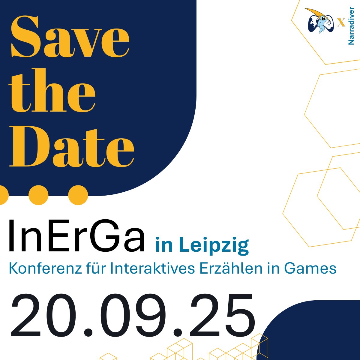 Narranauten (@narranauten) on Twitter photo Big News! 😍🎉 Wir veranstalten die erste deutschsprachige Konferenz für interaktives Erzählen in Games – oder kurz: "InErGa". 🥰
🗓️: 20. September 2025, 10-18 Uhr
📍: Leipzig, <a href="/hs_macromedia/">Hochschule Macromedia</a>
➡️ Alle Infos zu Speakern, Tickets und Co.: bit.ly/InErGa Big News! 😍🎉 Wir veranstalten die erste deutschsprachige Konferenz für interaktives Erzählen in Games – oder kurz: "InErGa". 🥰
🗓️: 20. September 2025, 10-18 Uhr
📍: Leipzig, <a href="/hs_macromedia/">Hochschule Macromedia</a>
➡️ Alle Infos zu Speakern, Tickets und Co.: bit.ly/InErGa