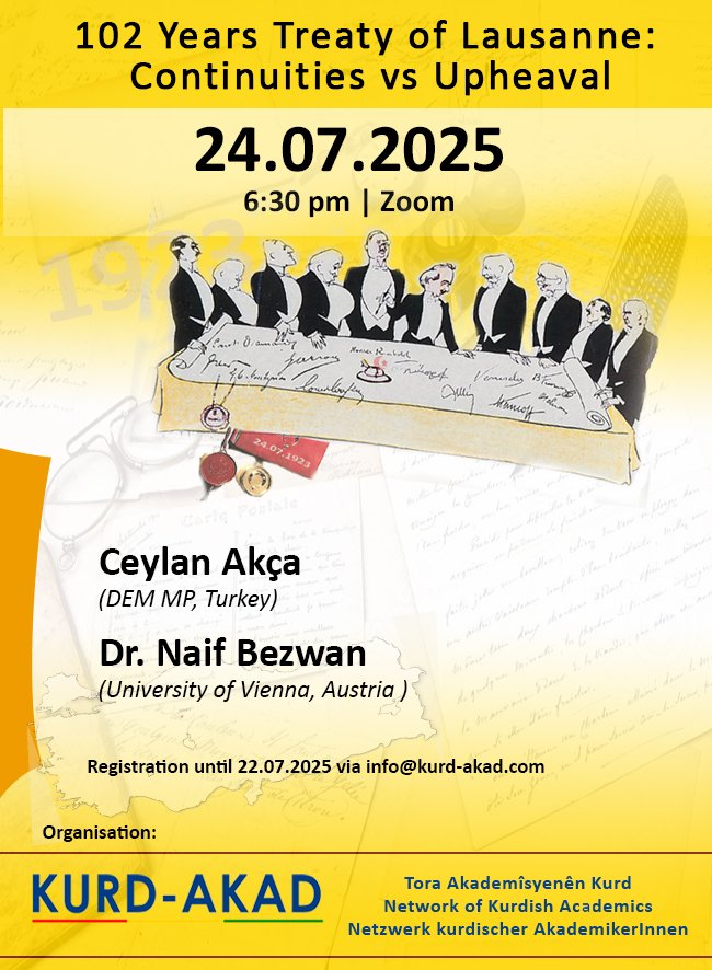 KurdAkad's tweet image. Morgen - Sibê - Tomorrow 👇
Ihr könnt die Konferenz auch auf unserem YouTube Kanal verfolgen.
Her weha hûn dikarin li ser kanala youtube konferansa me bişopînin.
You can follow our conference also on our YouTube channel.
youtube.com/live/Ku4SmTgjm…