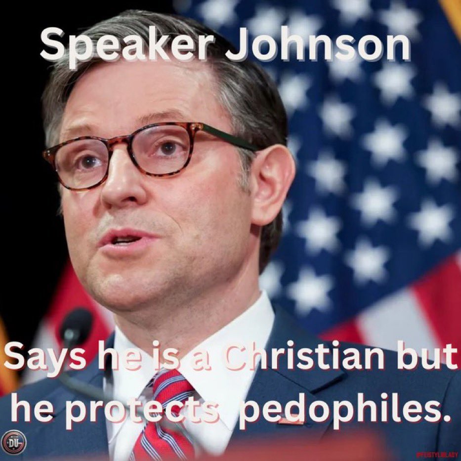 Valerie Is Fed Up! (@valhuntbeauty) on Twitter photo #DemsUnited Last I heard Christians frown upon rape, molestation and pedophilia. <a href="/SpeakerJohnson/">Speaker Mike Johnson</a> is supposed to be setting an example to the world that these are all sins and hold those accountable who are guilty of such crimes. Moses Mike has seen those documents and has chosen #DemsUnited Last I heard Christians frown upon rape, molestation and pedophilia. <a href="/SpeakerJohnson/">Speaker Mike Johnson</a> is supposed to be setting an example to the world that these are all sins and hold those accountable who are guilty of such crimes. Moses Mike has seen those documents and has chosen