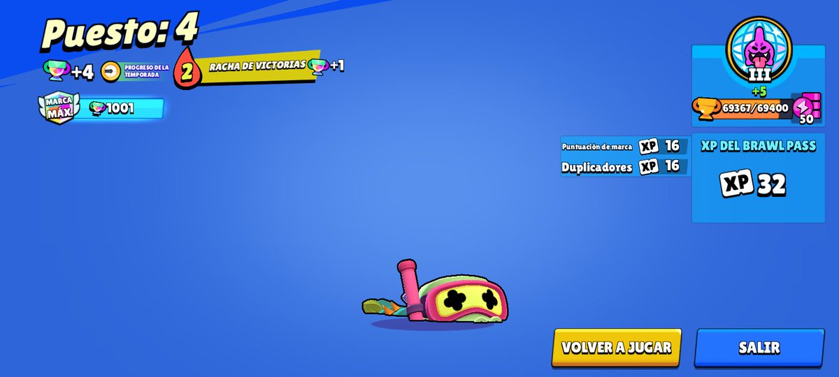 Kit_el_Michi's tweet image. Alli a 1.000 Copas 🐱
Esto fue ayer, así que la pude subir antes de que la nerfearan
También la subí de Record a Especialista (Oro I) 🐈
#BrawlStars