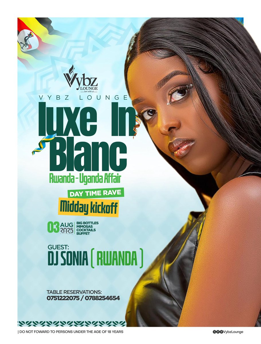 nimipamela0's tweet image. The most beautiful and best DJ in Rwanda will be with us on 3rd August @Vybz_Lounge
#LuxeInBlanc