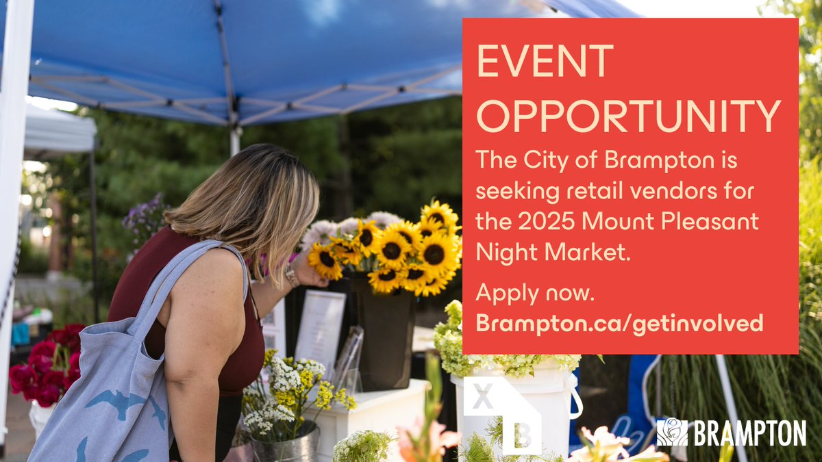 Experience Brampton (@exp_brampton) on Twitter photo Are you a retail vendor looking to pop up at a vibrant summer market?
The <a href="/CityBrampton/">City of Brampton</a> is accepting applications for the Mount Pleasant Night Market, happening every Thursday until Aug 28 at 100 Commuter Drive.
Apply by July 28 🔗: ow.ly/1Nls50WrBeo Are you a retail vendor looking to pop up at a vibrant summer market?
The <a href="/CityBrampton/">City of Brampton</a> is accepting applications for the Mount Pleasant Night Market, happening every Thursday until Aug 28 at 100 Commuter Drive.
Apply by July 28 🔗: ow.ly/1Nls50WrBeo