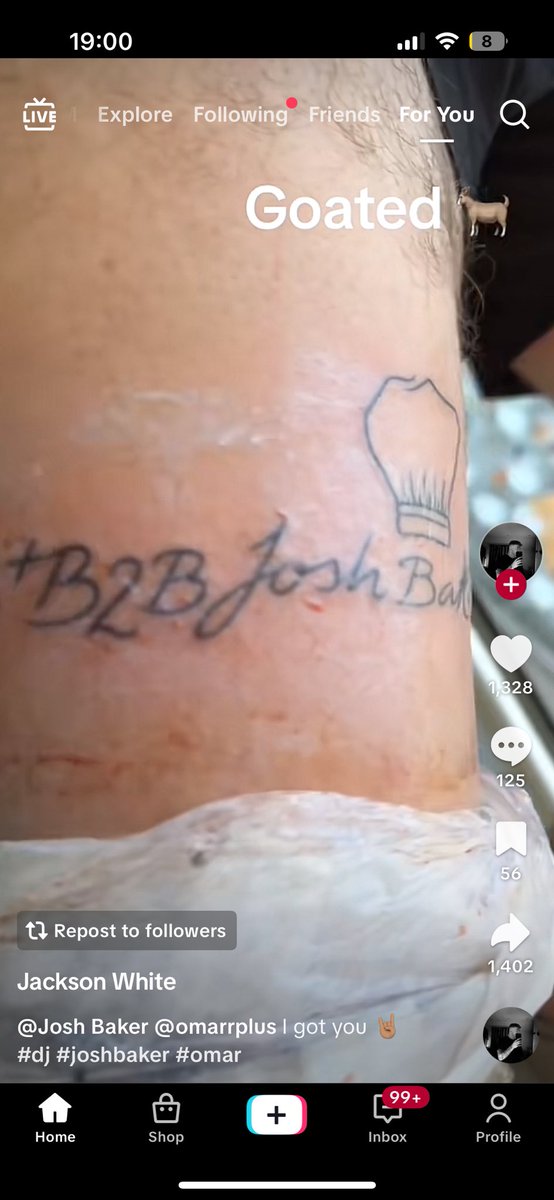 Grown man with “Omar+ b2b Josh baker” tattooed oh my lord