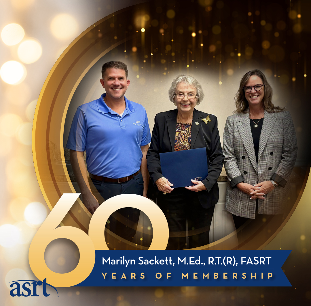 ASRT's tweet image. Marilyn Sackett, M.Ed., R.T.(R), FASRT, joined ASRT on July 1, 1965. ASRT is celebrating Marilyn’s 60 years of continuous membership and generosity. In 2022, the ASRT Foundation launched the Marilyn Sackett Leadership Scholarship. The annual award of up to $5,000 encourages…