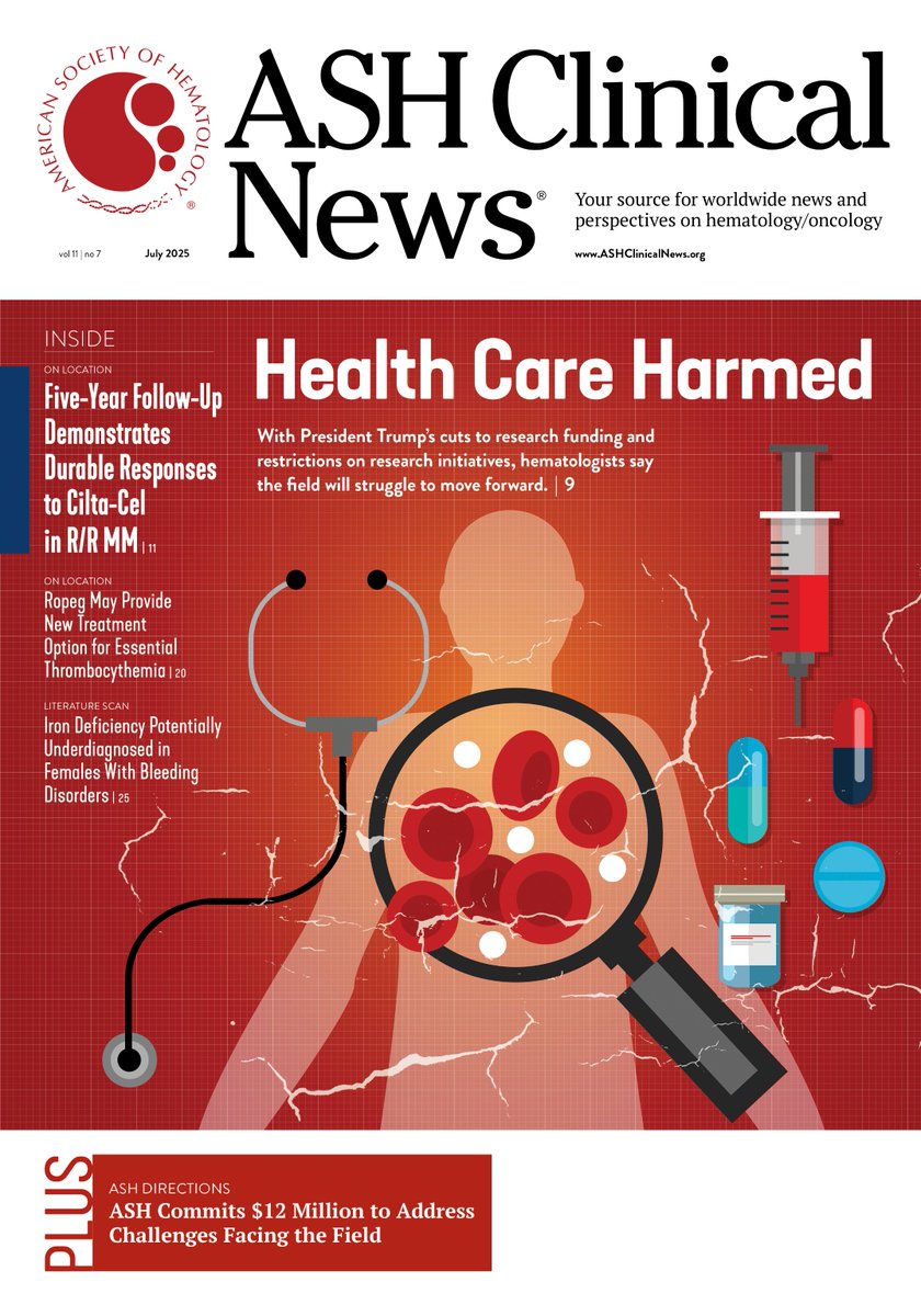 ASHClinicalNews's tweet image. Check out what's new in the July issue! Highlights include a feature on the Trump administration's impact on #hematology in its first 100 days, testing and treatment of elevated factor levels post-stroke, recent findings from #ASCO25 and #EHA25, and more: ow.ly/Q9GR50WtAfN
