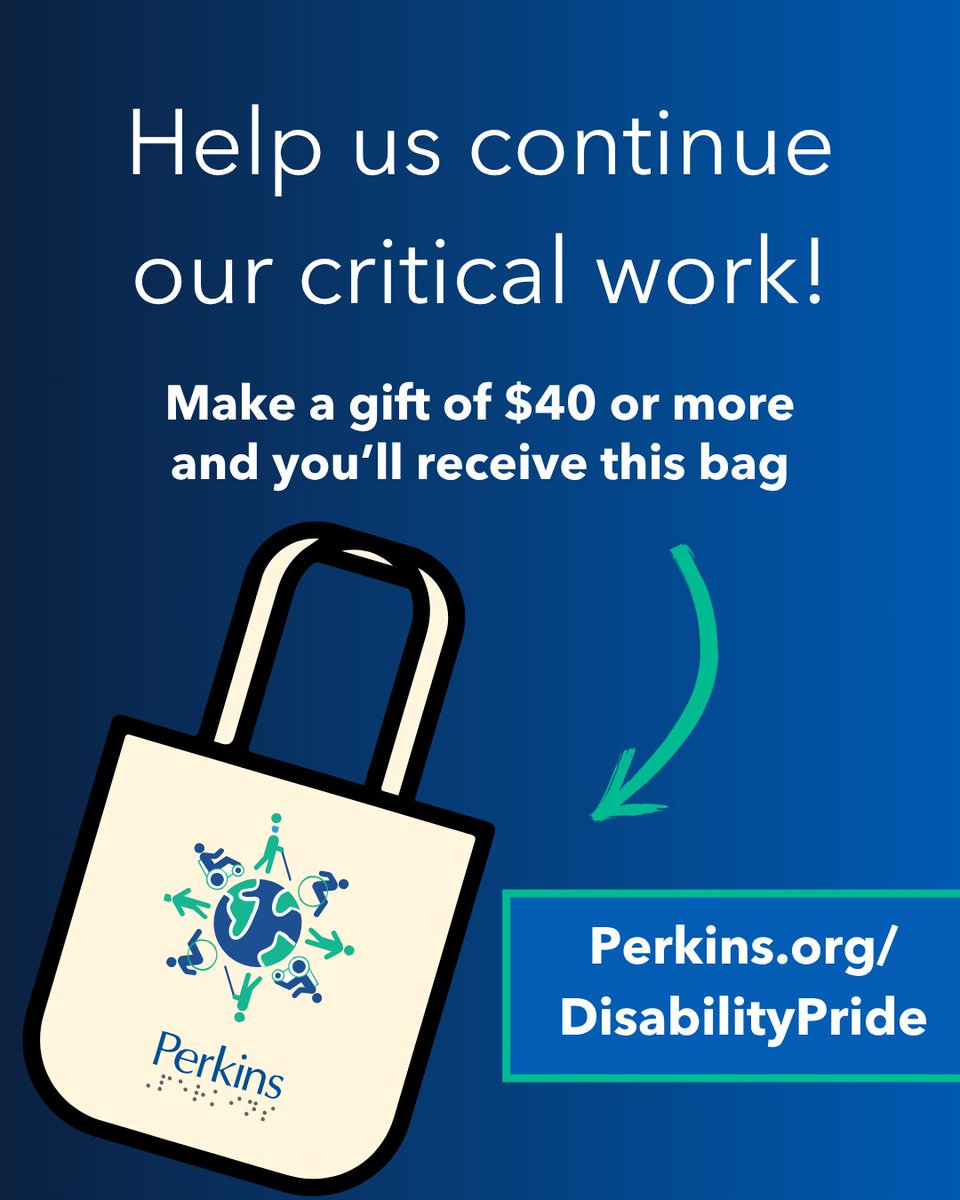 PerkinsVision's tweet image. Help us continue our critical mission of helping children with disabilities find their place in the world! You’ll receive our new tote when you make a gift of $40 or more. Get yours today: bit.ly/4eQHHbx