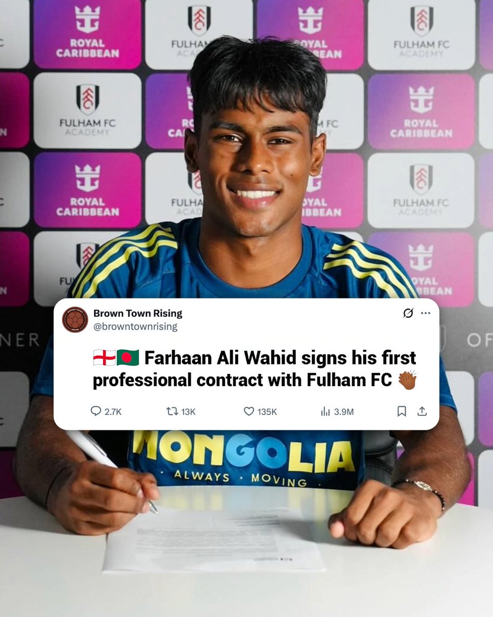Huge congratulations to Farhaan Ali Wahid on signing his first professional contract with Fulham FC

#ffc #bangladeshfootball