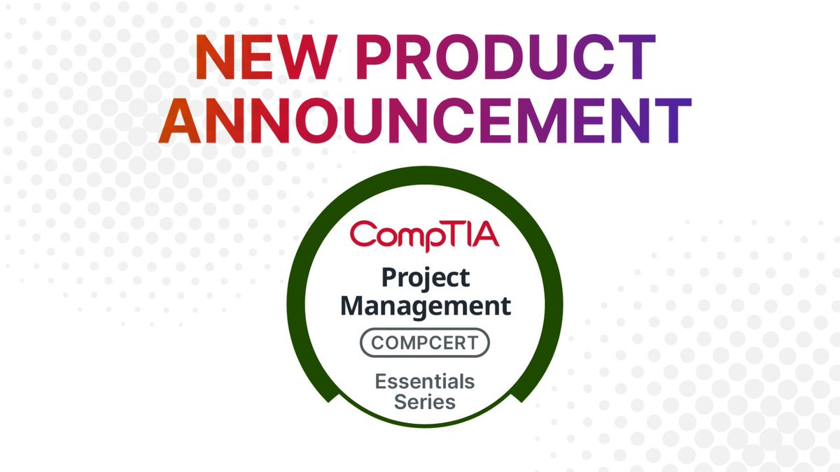 CompTIA's tweet image. 🚨 NOW AVAILABLE: CompTIA Project Management Essentials🚨
✅ Learn to organize, plan, and complete projects
✅ Practice with real-world scenarios
✅ Earn a CompTIA Competency Certificate
Start learning today: s.comptia.org/46UizPa