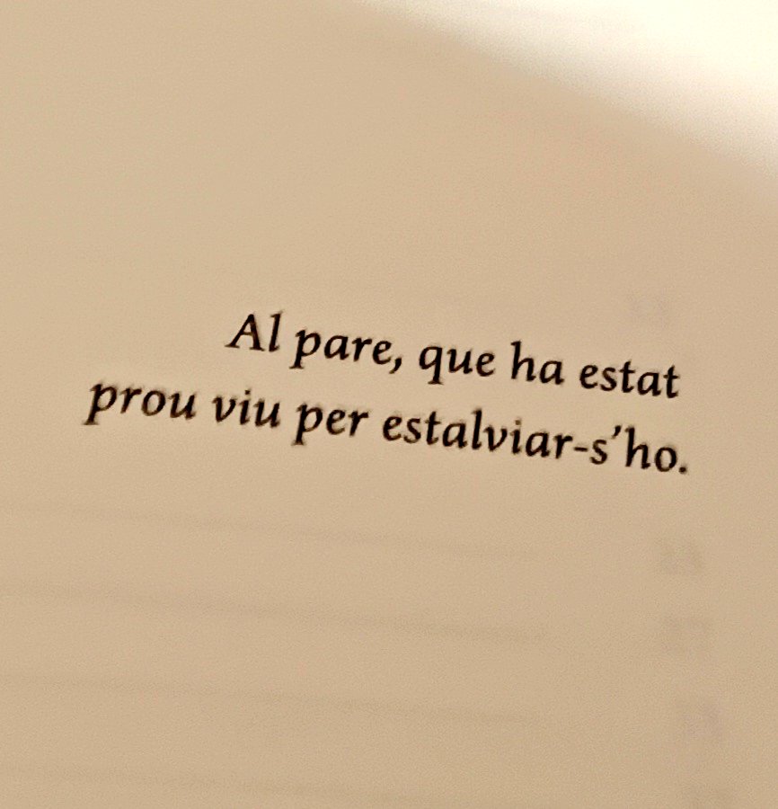 Si és la dedicatòria més tendra que s'ha escrit mai, es diu i no passa res (encara que em temo que al llibre n'hi trobaré ben poca, de tendresa). #Lenxandallamentdelmón