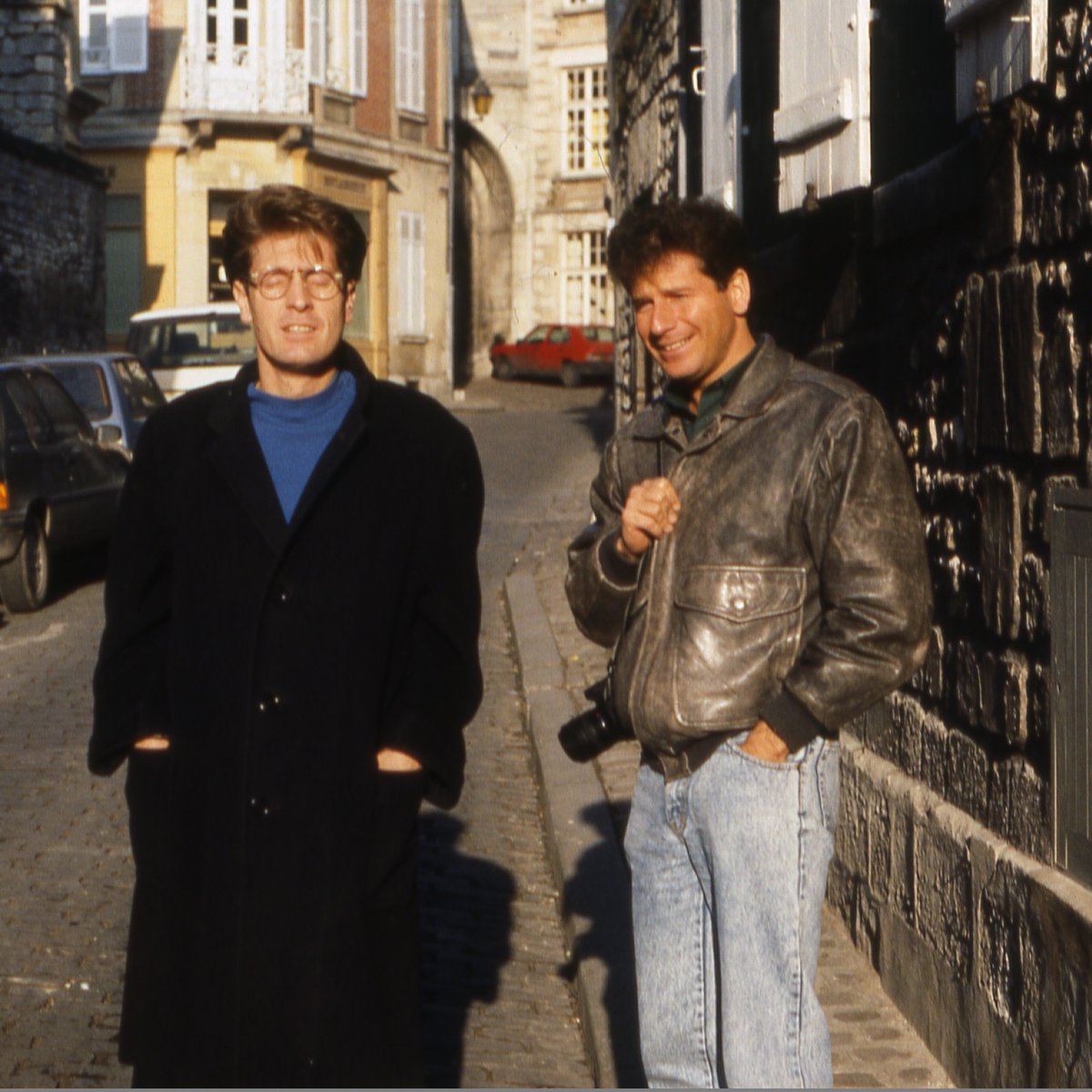 boss_angeles's tweet image. 1992 with @tomkmorris . We took lots of research trips locally during the EDL project, like here in Senlis. The sun felt so good! @disneylandparis