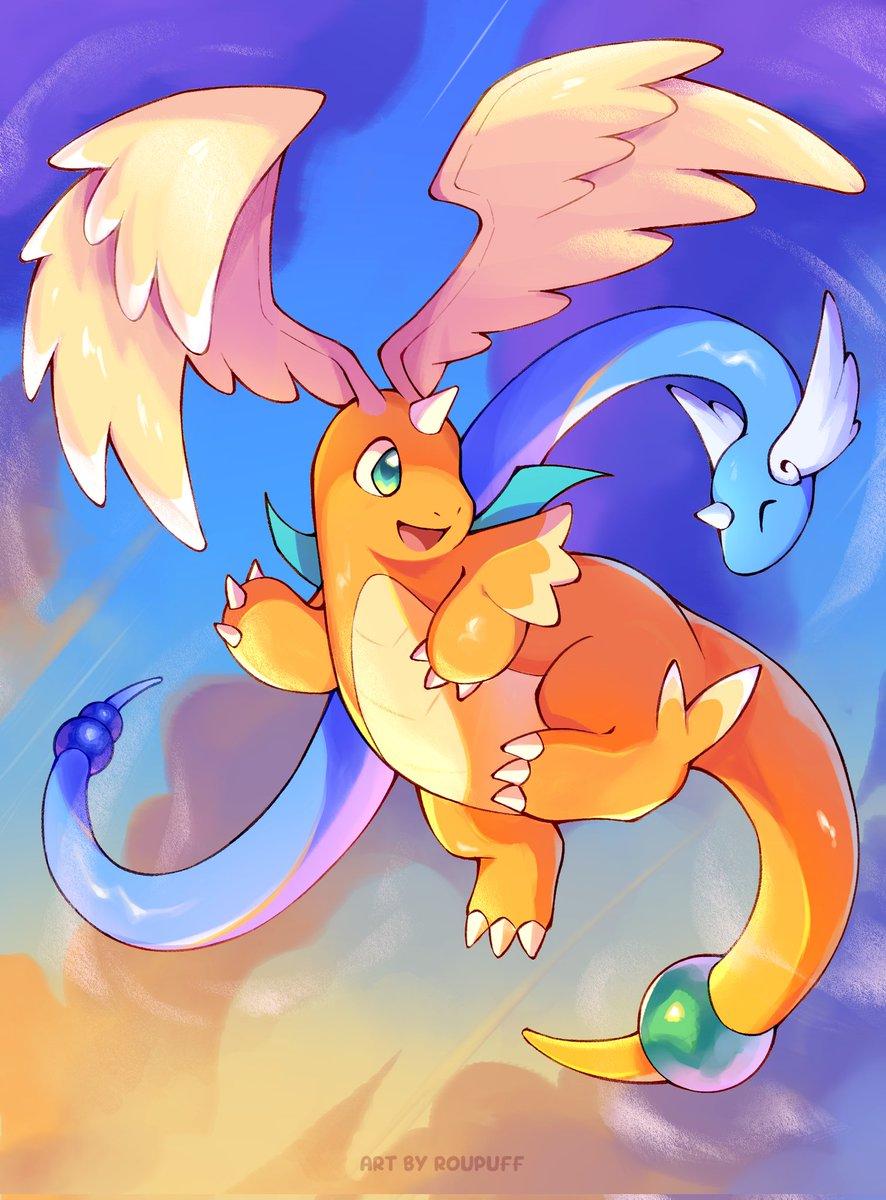 roupuff's tweet image. Mega Dragonite is the angel of Lumiose Sky 🧡 #PokemonLegendsZA