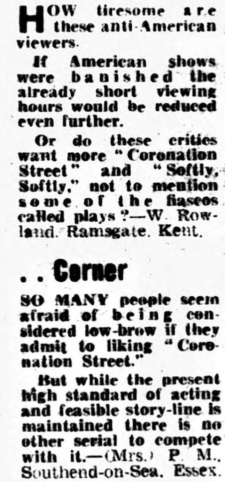 archivetvmus71's tweet image. Today's Televiewpoint postbag (23rd July 1966) leads with Weavers Green yay, Batman nay.