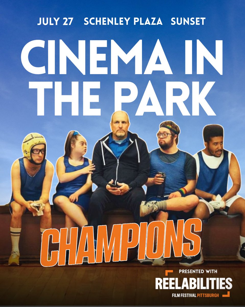 PghEventsOffice's tweet image. Join us for the Schenley Plaza finale of Cinema in the Park this Sunday, July 27, with a very special presentation of "Champions" (PG-13) in partnership with @ReelAPgh!
Played with open captions, audio description & ASL interpretation is available on request.…