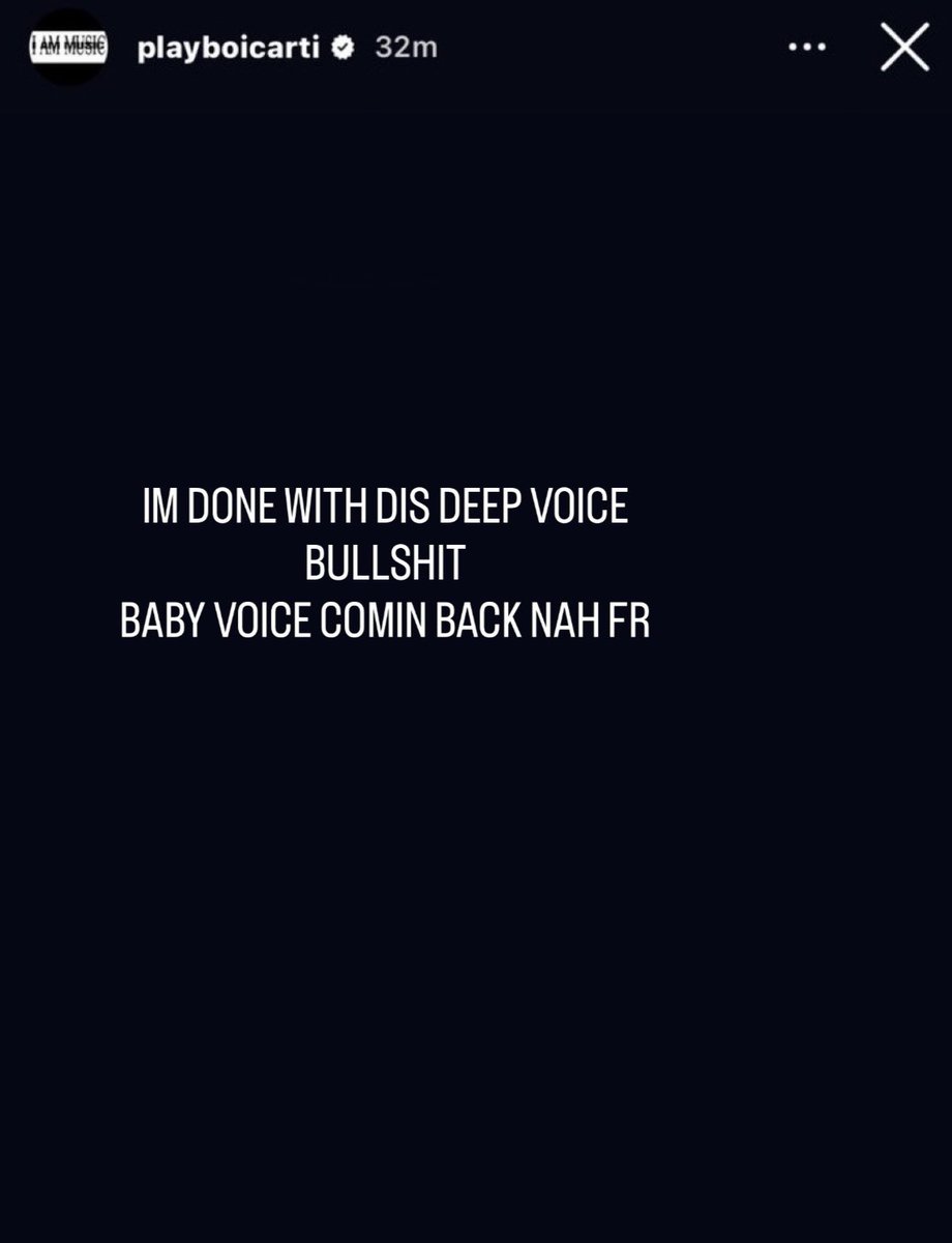 GeekUndergrnd's tweet image. Playboi Carti via IG story says “he’s done with deep voice bullsh*t” that the “baby voice” is coming back 👀
