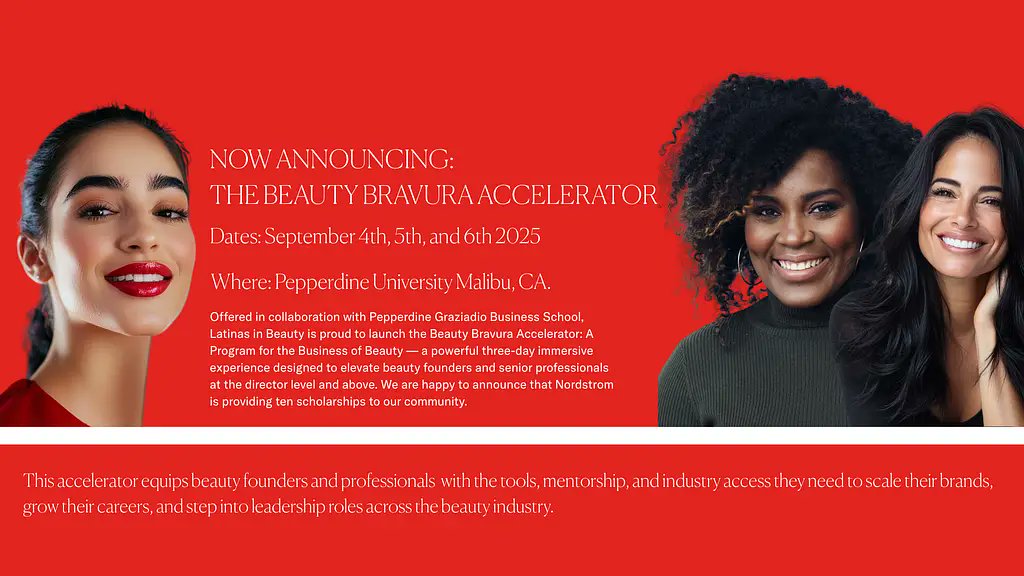 Pepperdine_News's tweet image. Latinas in Beauty and @GraziadioSchool are launching the Beauty Bravura Accelerator, an immersive 3-day program to equip Latina beauty founders with tools to lead and grow. Read more via @BeautyMatter: beautymatter.com/articles/latin…