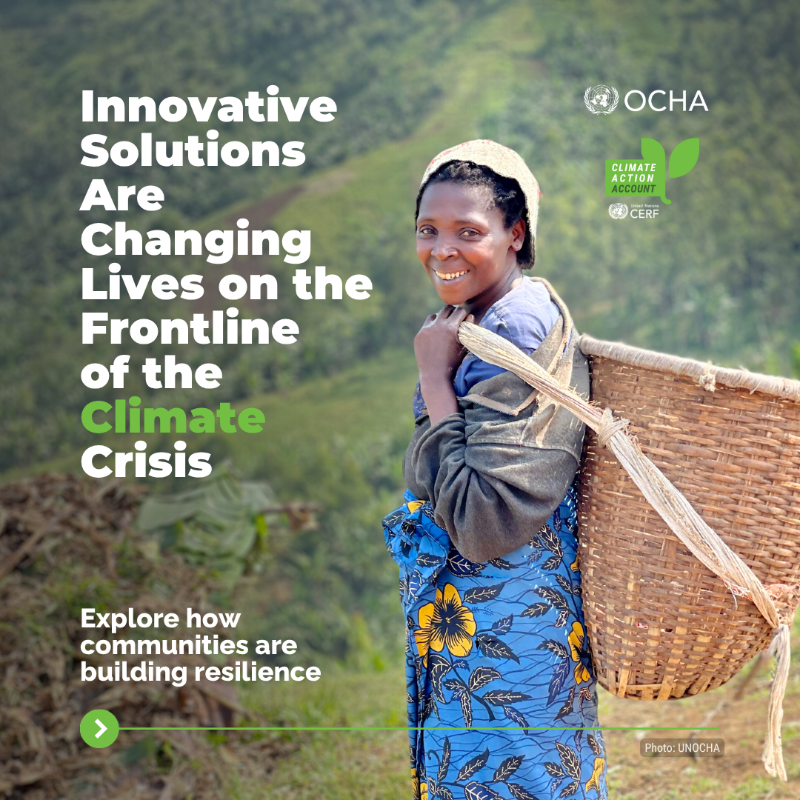 UNOCHA's tweet photo. Innovation is helping communities build resilience in the face of climate threats. 🌍💡🌱

👉 Swipe to see how UN Climate Relief is creating a brighter future around the world.

#UNClimateRelief #InvestInHumanity