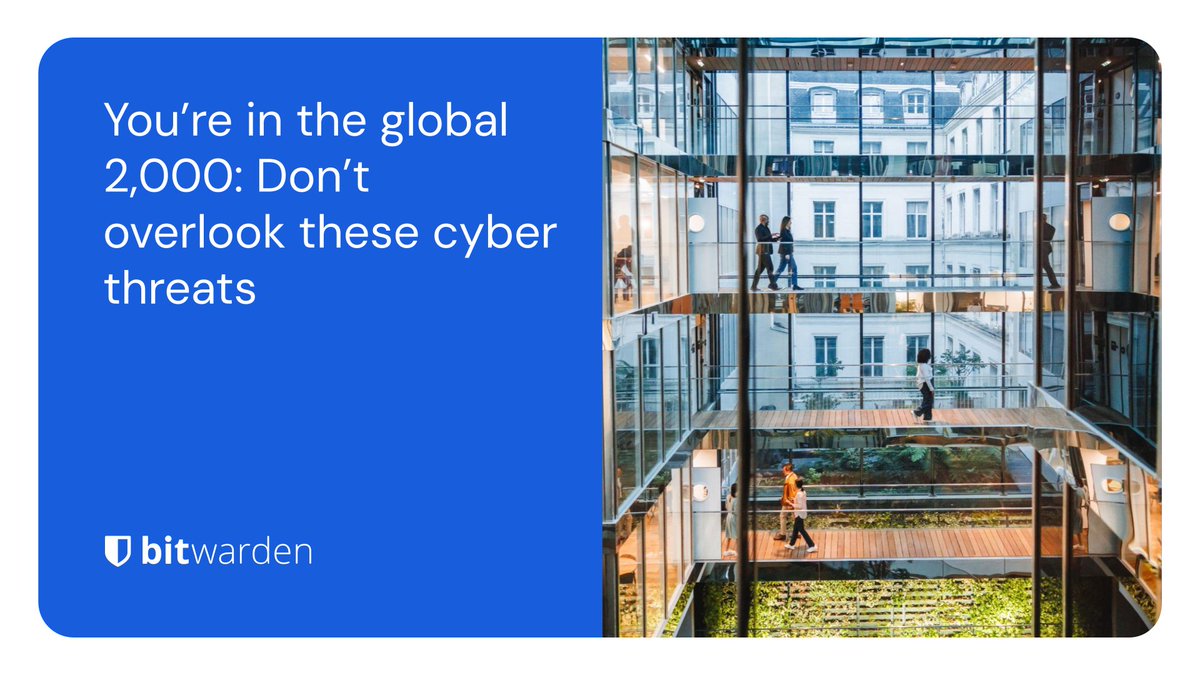 Bitwarden's tweet image. If your company made the @Forbes Global 2000, you’ve earned your place among today’s most influential enterprises. But with global scale comes something few executives talk about: #security complexity. Learn how to secure your organization’s credentials at scale in this blog:…