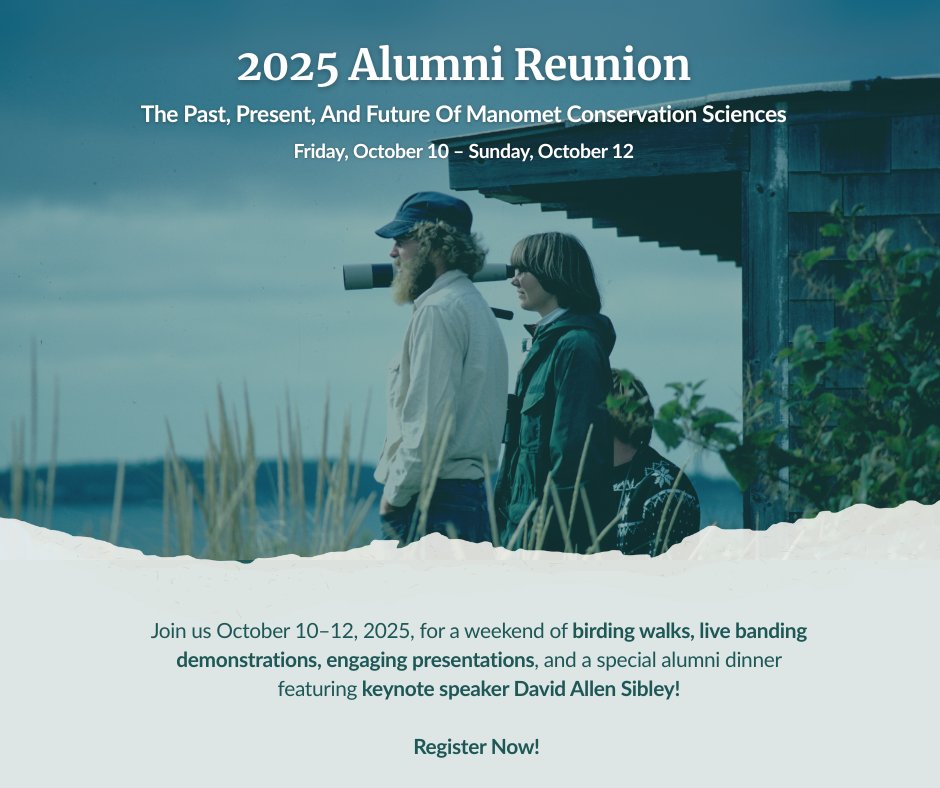 ManometCenter's tweet photo. Registration is now open for the 2025 Alumni Reunion!
Whether you banded birds at dawn or tracked migration patterns as a field intern—we can’t wait to welcome you back to the bluff. 
Join us October 10–12, 2025. 
https://t.co/6XKn8iIud1 https://t.co/DI9dqZVx5E