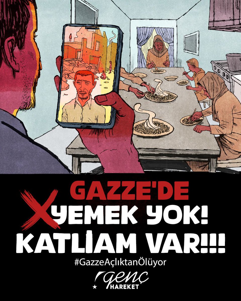 Gazze’de yemek yok! Katliam var!!!
#GazzeAçlıktanÖlüyor