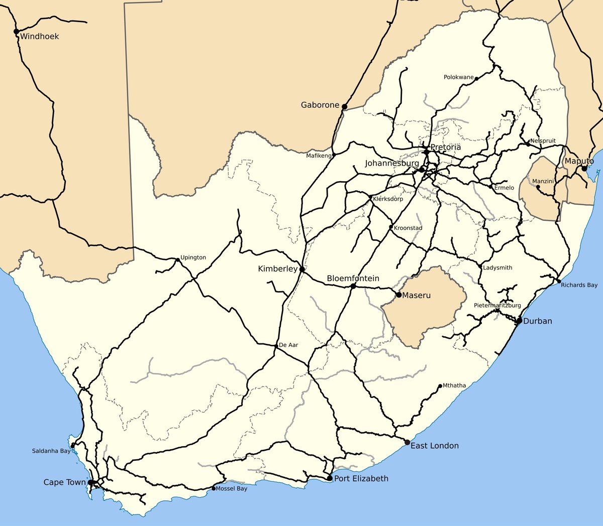 South Africa has an extensive rail network. If we wanted to, we could probably get quite wide passenger rail coverage in a relatively short time.

Yes, it would cost billions in infrastructure upgrades and expansion, rolling stock, stations and ticketing. But it could be done.