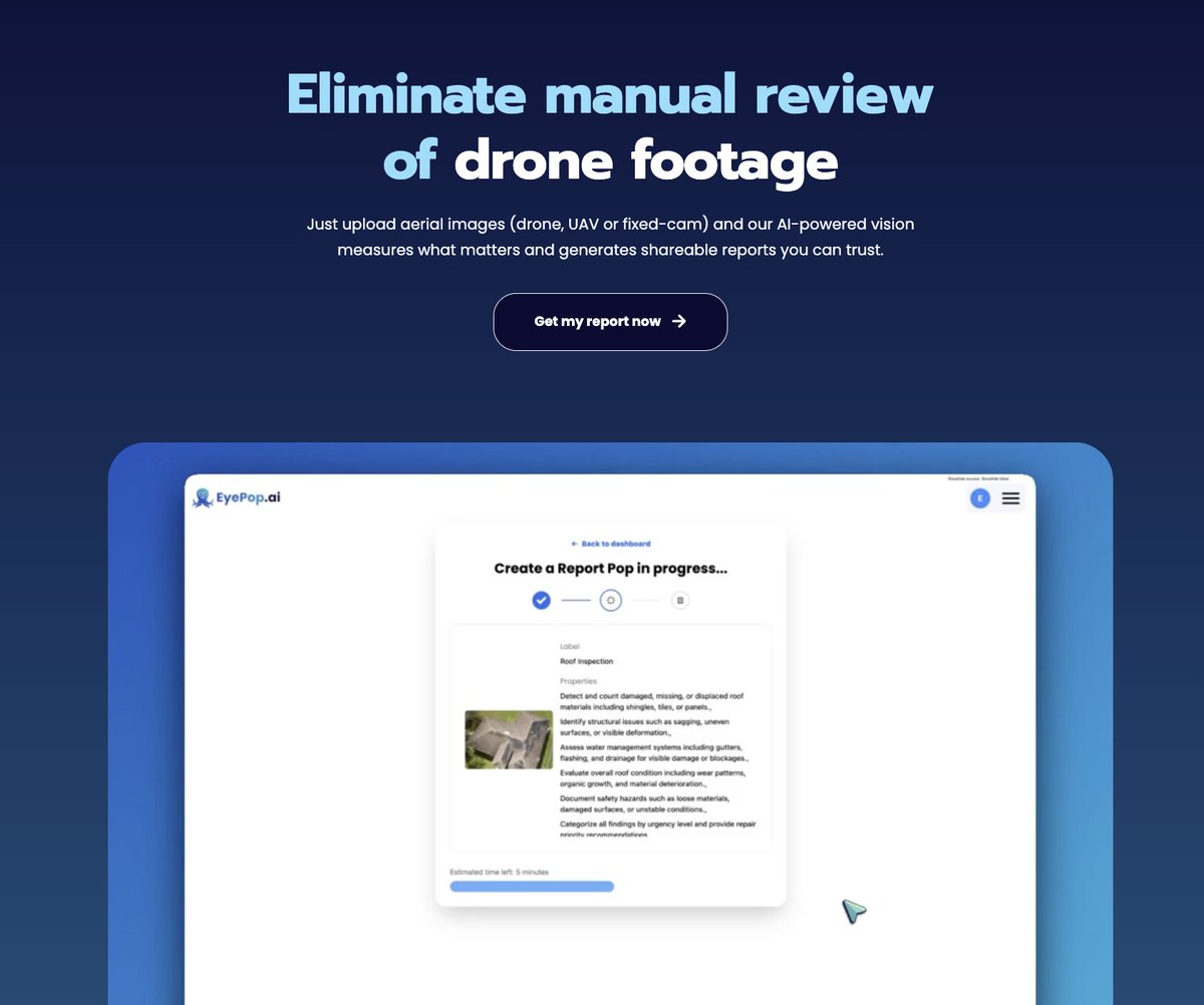 What if every drone flight came back with a ready‑to‑share report in minutes?

Think: roof scans, crop checks, solar array sweeps, bridge fly‑bys… all wrapped in a polished PDF or CSV minutes after landing.

👉 hubs.ly/Q03xwTxs0

#AerialInspection #AIVision #DroneTech
