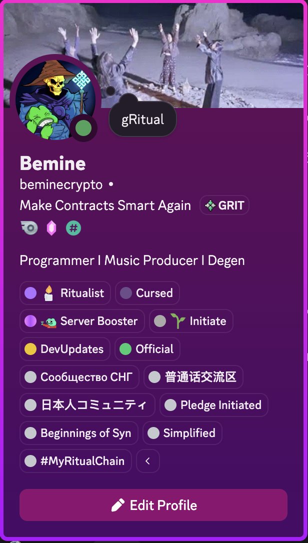 🧵bemine.crypto⌘ (@beminecrypto) on Twitter photo aaa im officially a Ritualist now 😭
we made it fr. i won’t let y’all down
lfg ritual fam, we ascend together
next stop: full domination!!1!!!11
LFG RITUAL✨🕯️
<a href="/ritualfnd/">Ritual Foundation</a>
<a href="/ritualnet/">Ritual</a>
<a href="/joshsimenhoff/">Josh (❖,❖)</a> aaa im officially a Ritualist now 😭
we made it fr. i won’t let y’all down
lfg ritual fam, we ascend together
next stop: full domination!!1!!!11
LFG RITUAL✨🕯️
<a href="/ritualfnd/">Ritual Foundation</a>
<a href="/ritualnet/">Ritual</a>
<a href="/joshsimenhoff/">Josh (❖,❖)</a>
