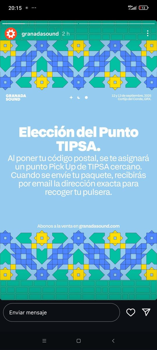 Es mentira. <a href="/TIPSA_red/">TIPSA</a> se niega a entregarnos nuestras pulseras en el punto asignado y nos dice que vayamos a recogerlas a su delegación <a href="/GranadaSound/">Granada Sound</a>