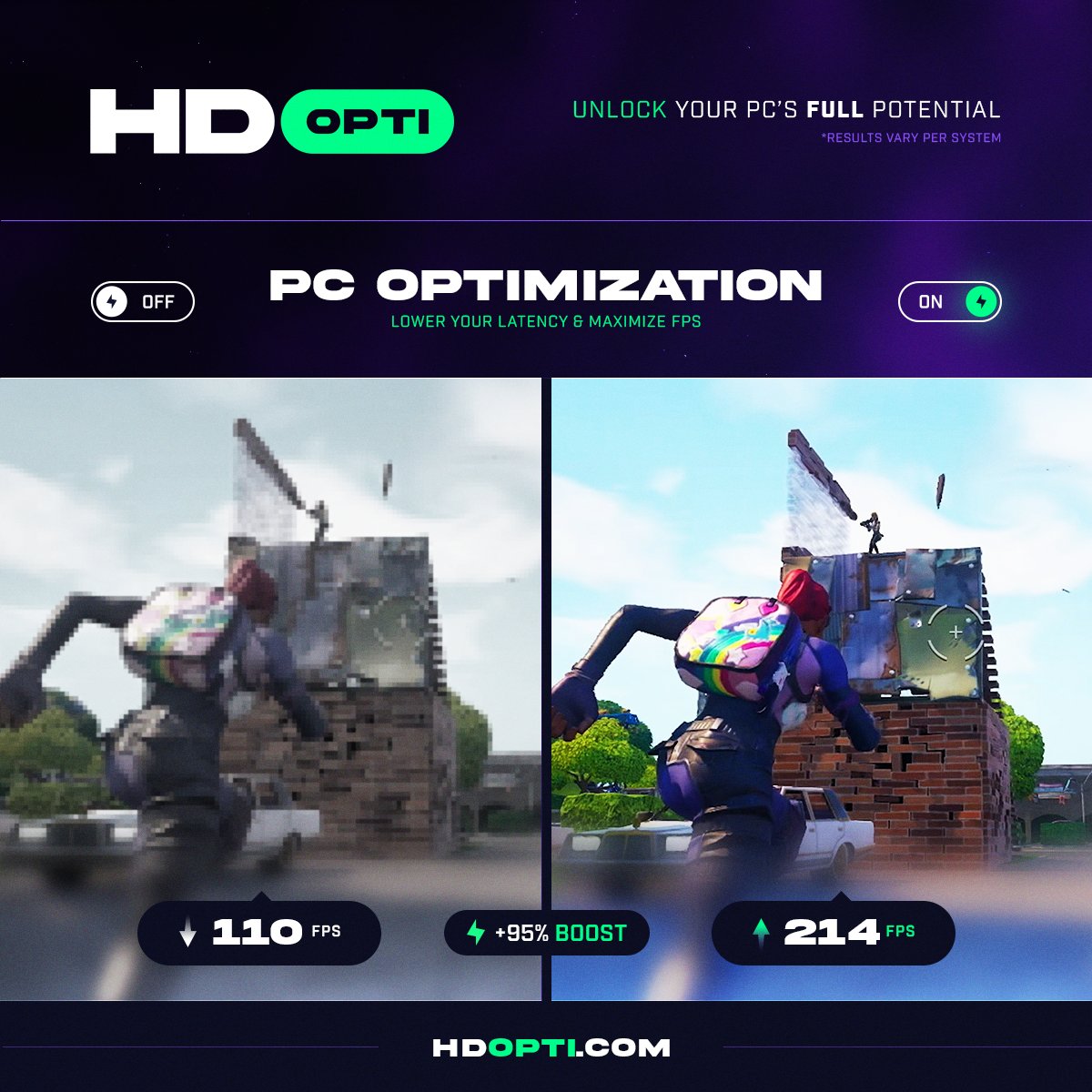 HDOPTI's tweet image. If you're still gaming without HD OPTI, you're playing at a disadvantage...
Optimize everything in one click Windows, GPU, Network, Controller / KBM, Game Settings, Clean-up / Health Check, Debloater, and more.
Ready to Optimize your PC? → hdopti.com…