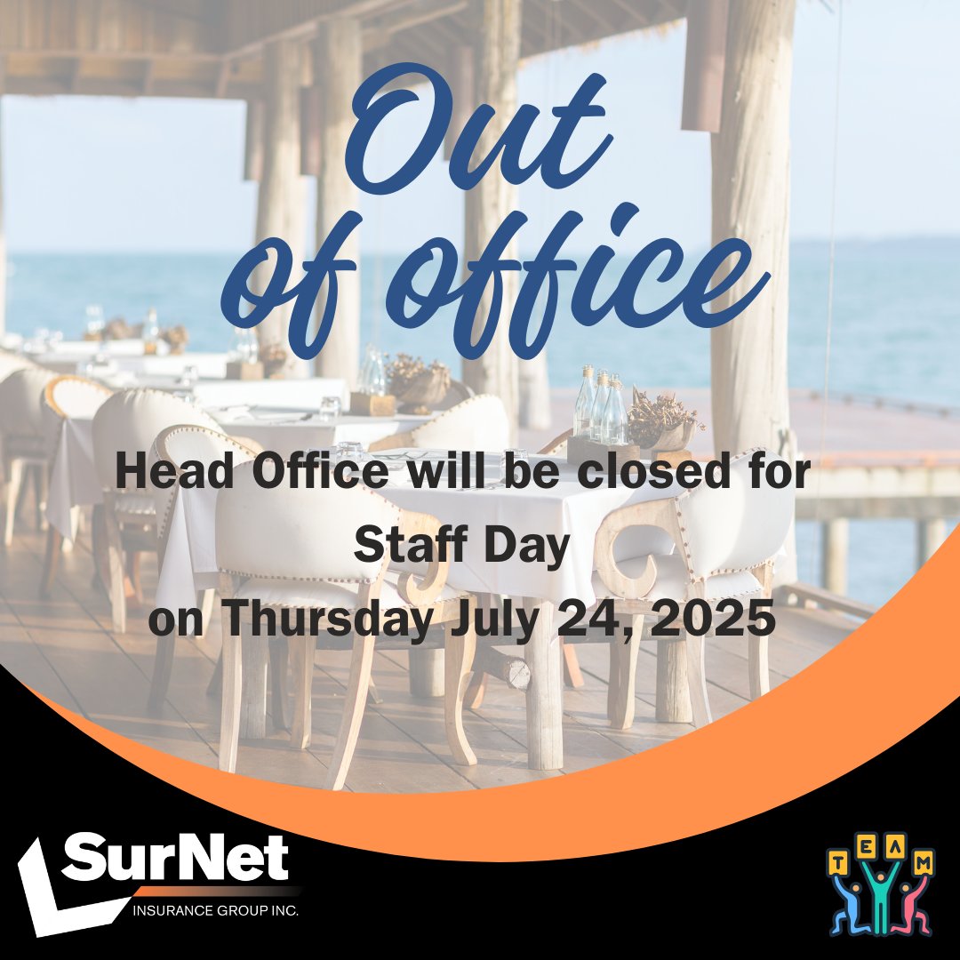 🙌Our Head Office will be closed on Thursday July 24th for our teams Staff Day🙌
#BestTeamEver #StaffDay #Teambuilding #ontariobrokers
