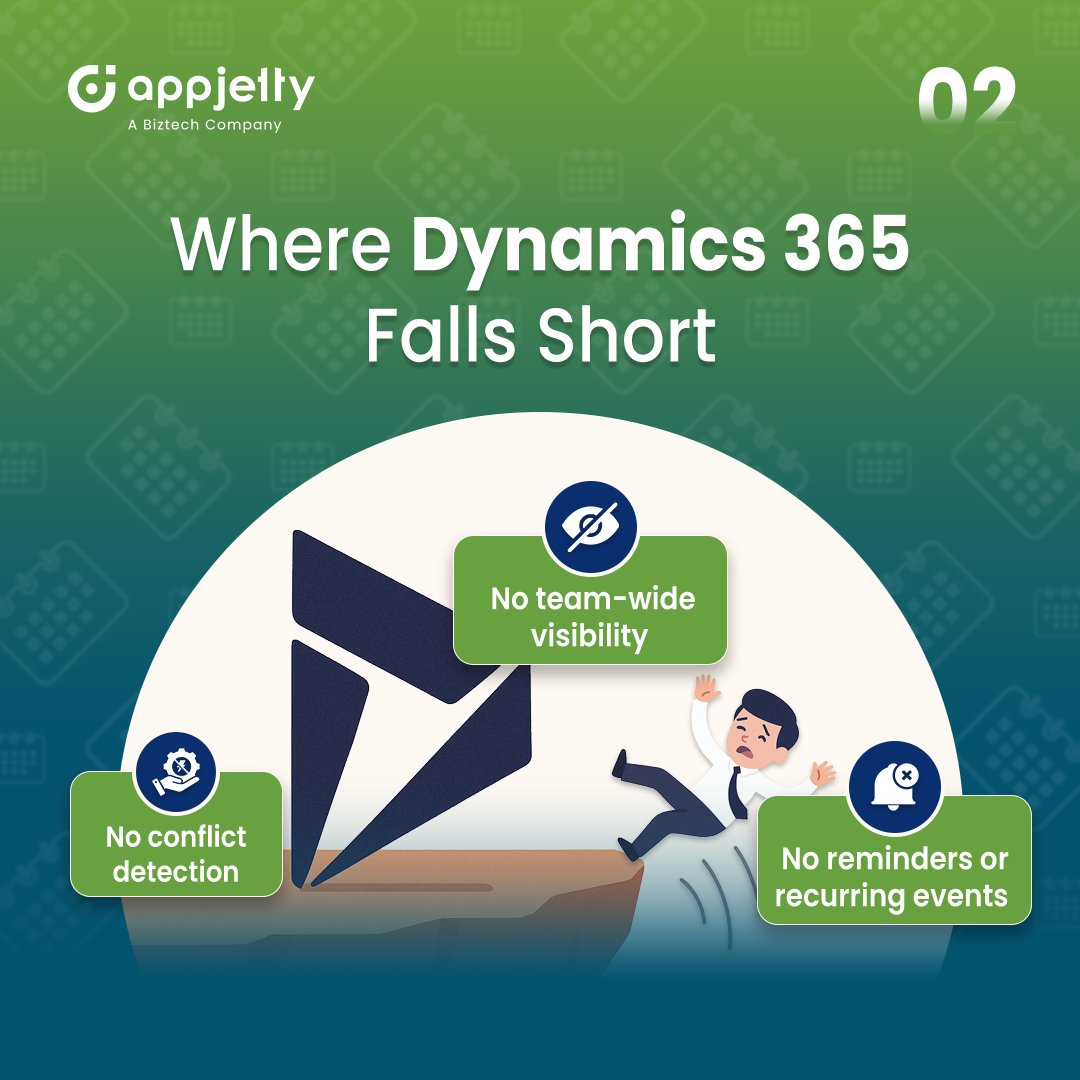 CRMJetty's tweet image. Still losing time (and deals) to messy CRM scheduling? 🕒
Double bookings, missed follow-ups — they’re costing you more than you think. 💸
✨ Fix it with Calendar 365 for Dynamics 365.
🔗 🔗 appjetty.com/blog/hidden-co…

#Calendar365 #Dynamics365 #CRMTools #SmartScheduling