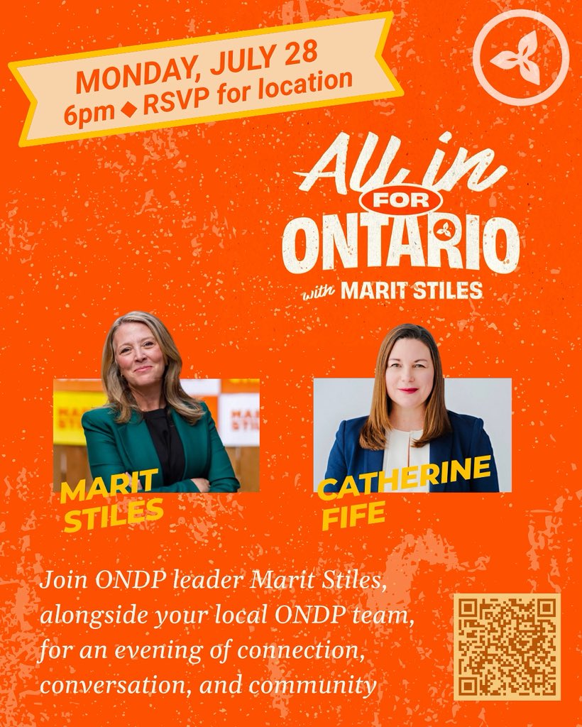 JodiSz's tweet image. Join us on Monday, July 27 as @MaritStiles comes to Waterloo Region to connect with the community.
RSVP ontariondp.ca/all-in-for-ont…
@CFifeKW
