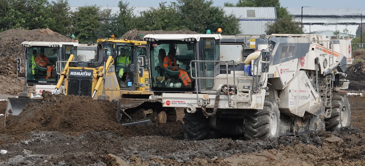 Barrie Woodward (@barrie_woodward) on Twitter photo A <a href="/dmorganplc/">D Morgan plc</a> dozer between two <a href="/SoilLtd/">Combined Soil Stabilisation Ltd</a> mixers on the Wingates Employment Site development this afternoon A <a href="/dmorganplc/">D Morgan plc</a> dozer between two <a href="/SoilLtd/">Combined Soil Stabilisation Ltd</a> mixers on the Wingates Employment Site development this afternoon